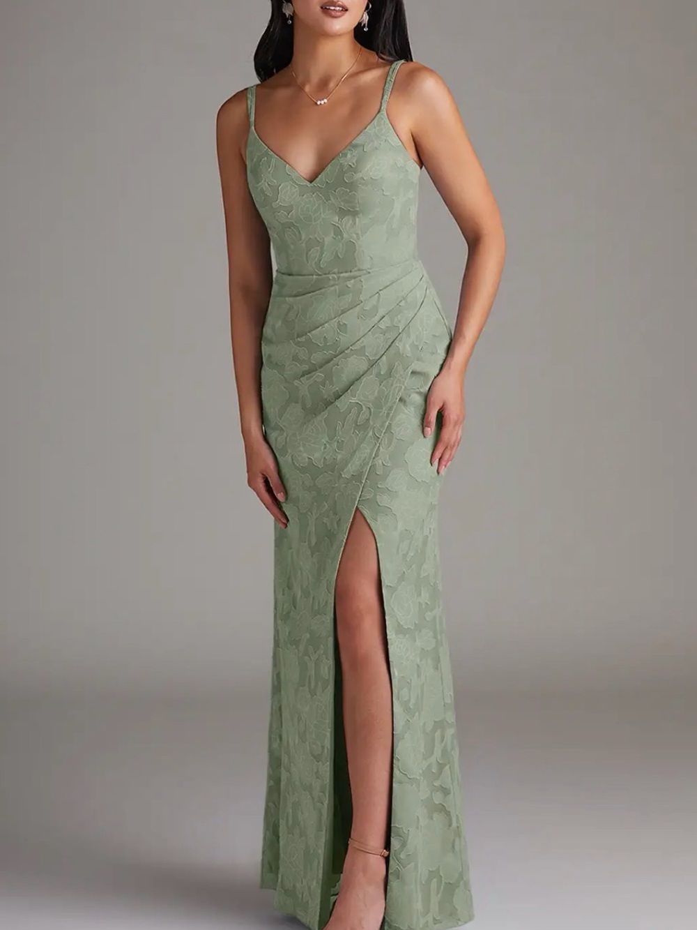 Azazie Leo dress agave floral burnout - read description on size